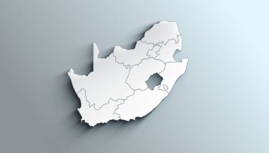 Country Political Geographical Map of South Africa with Provinces with Shadows