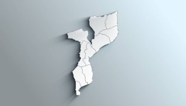 Gölgeli Mozambik 'in Ülke Politik Coğrafi Haritası