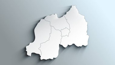 Ruanda 'nın Gölgeli Ülke Siyasi Coğrafi Haritası