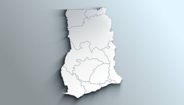 Gölgeli Bölgeli Gana Ülke Politik Coğrafi Haritası