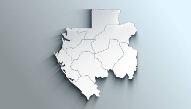 Gabon 'un Gölgeli İl Siyasi Coğrafi Haritası