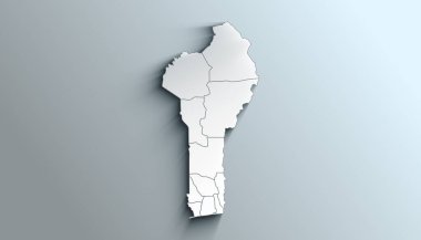 Gölgeli Benin 'in Ülke Politik Coğrafi Haritası