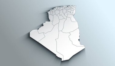 Gölgeli vilayetlerle Cezayir Ülke Politik Coğrafi Haritası