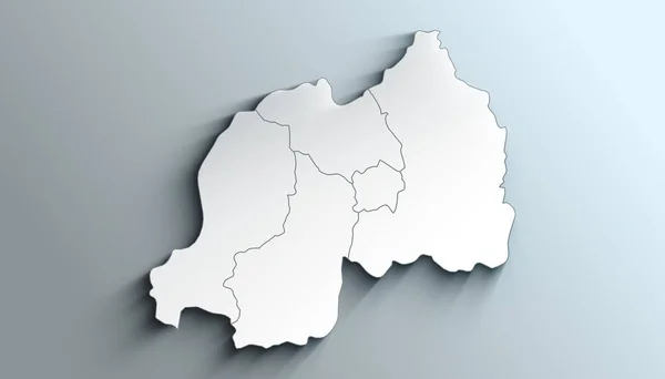 País Mapa Geográfico Político Ruanda Com Províncias Com Sombras — Fotografia de Stock