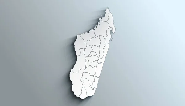 Country Political Geographical Map Madagascar Regions Shadows — Fotografia de Stock