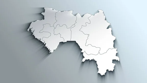Mapa Geográfico Político País Guiné Com Regiões Com Sombras — Fotografia de Stock