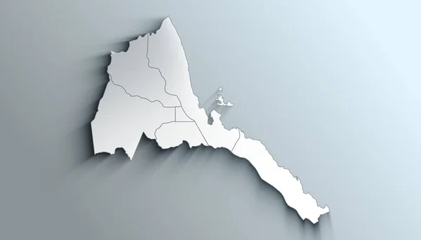 Carte Géographique Politique Érythrée Avec Régions Ombragées — Photo