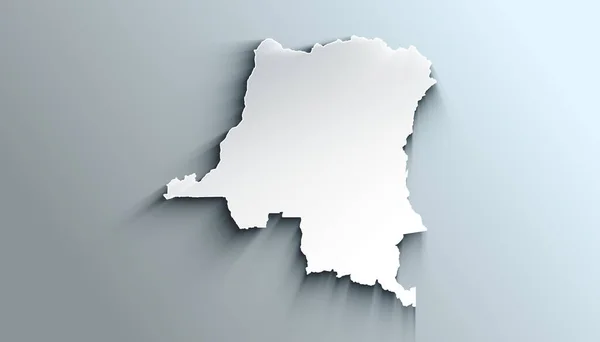 País Mapa Geográfico Político República Democrática Congo Com Sombras — Fotografia de Stock