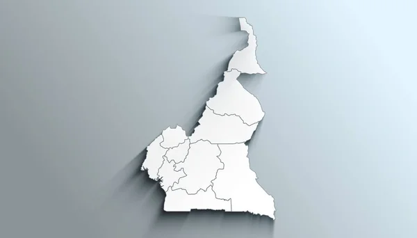 Carte Géographique Politique Cameroun Avec Régions Ombragées — Photo
