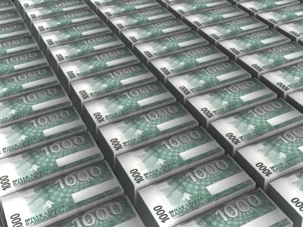 Illustration Lebnon 1000 Pound Banknotes Money Stack White Background — Vídeo de stock