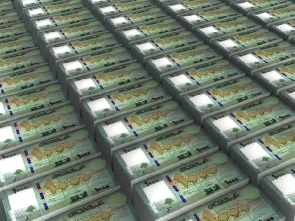 Ілюстрація Лівану 1000 Livres Banknotes Money Stack White Background — стокове відео