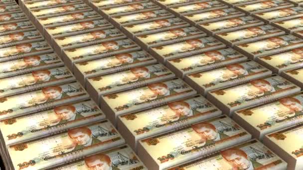 Animatie Van Honduras 100 Lempiras Bankbiljetten Geld Stapel Witte Achtergrond — Stockvideo