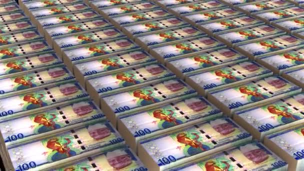 Анімація Gambia 100 Dalasi Banknotes Money Stack White Background — стокове відео