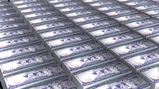 Animation Von Eritrea 100 Nakfa Banknoten Geldstapel Auf Weißem Hintergrund — Stockvideo
