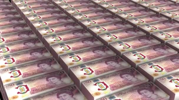 Ngiltere Nin Boyutlu Animasyonu Beyaz Arkaplanda Pound Banknotlar Para Yığını — Stok video