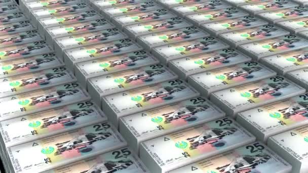 Salvador Boyutlu Animasyonu Colones Banknotları Beyaz Arkaplanda Para Yığını — Stok video