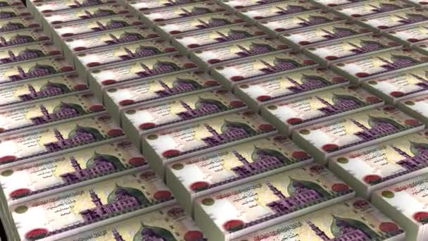 エジプトの3Dアニメーション200ポンド紙幣スタック白い背景 — ストック動画
