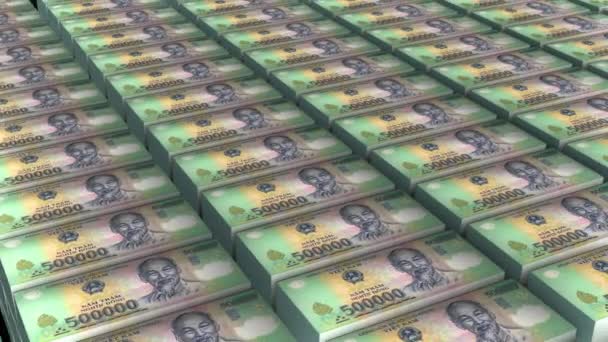 Animation Von 500 000 Vietnamesischen Dong Banknoten Auf Weißem Hintergrund — Stockvideo