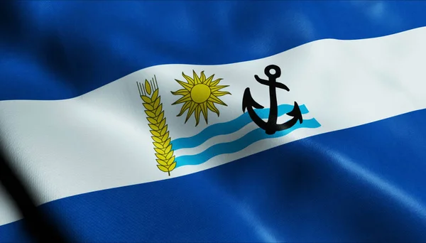 Illustration Einer Schwenkenden Uruguayischen Flagge Des Rio Negro — Stockfoto