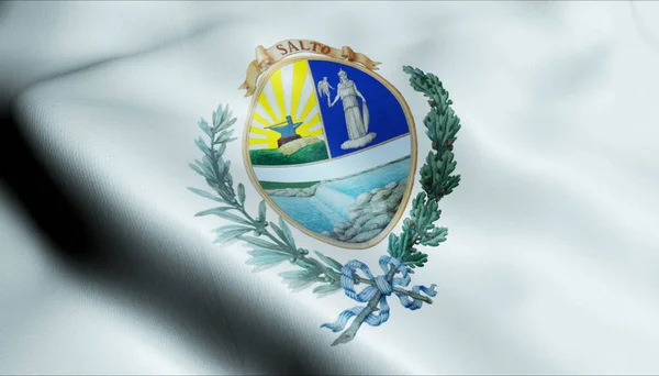 Illustratie Van Een Wapperende Uruguay Stadsvlag Van Salto — Stockfoto