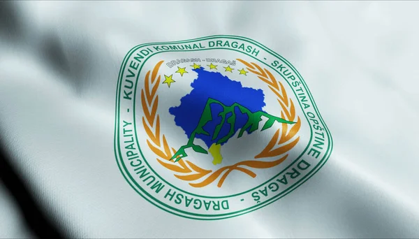 Illustratie Van Een Wapperende Kosovaarse Vlag Van Dragas — Stockfoto