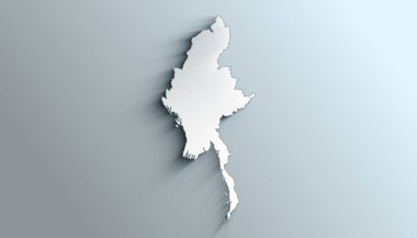 Myanmar 'ın Gölgeli Ülke Siyasi Coğrafi Haritası