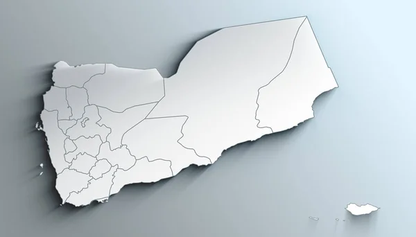 Country Political Geographical Map of Yemen with Governorates with Shadows