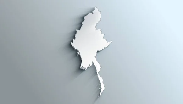 Mapa Geográfico Político País Myanmar Com Sombras — Fotografia de Stock
