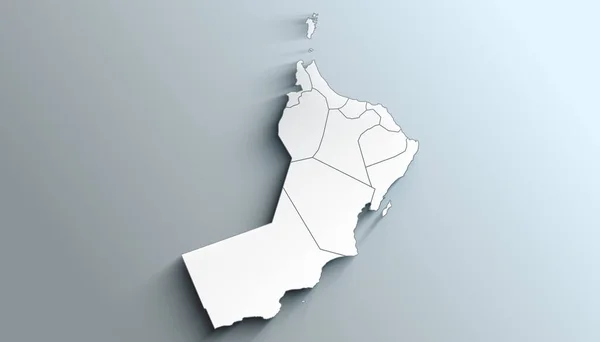 Politisch Geografische Landkarte Des Oman Mit Gouvernements Mit Schatten — Stockfoto
