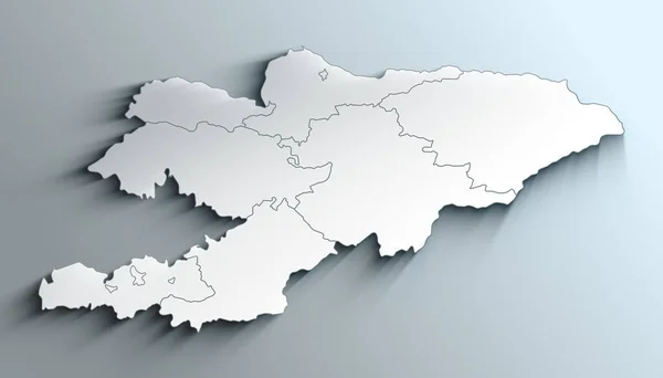 Mapa Geográfico Político Quirguistão Com Regiões Com Sombras — Fotografia de Stock