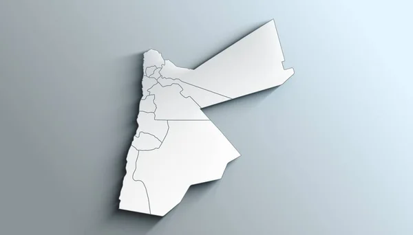 Politisch Geografische Landkarte Jordaniens Mit Gouvernements Mit Schatten — Stockfoto