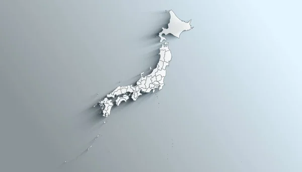 Mapa Geográfico Político País Japão Com Prefeituras Com Sombras — Fotografia de Stock
