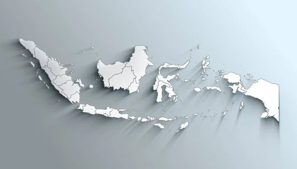 Mappa Geografica Politica Nazione Dell Indonesia Con Province Con Ombre — Foto Stock