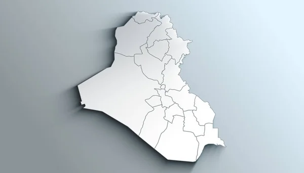 Politisch Geografische Landkarte Des Irak Mit Gouvernements Mit Schatten — Stockfoto