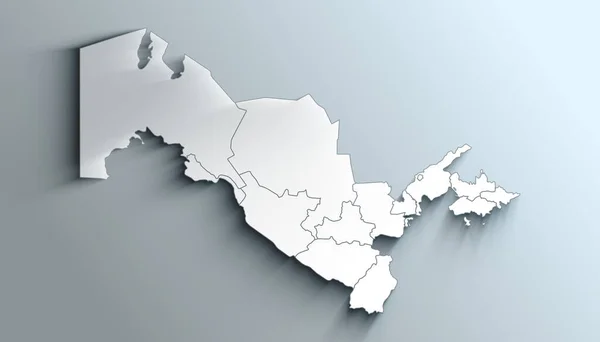 Carte Géographique Politique Ouzbékistan Avec Régions Ombragées — Photo