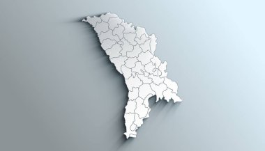 Gölgeli Bölgelerle Moldova 'nın Coğrafi Haritası