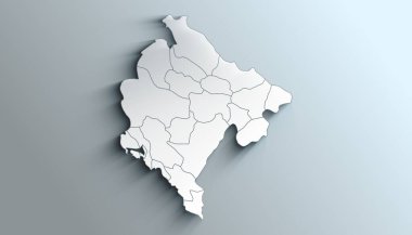 Gölgeli Bölgeli Belediyelerle Karadağ 'ın Coğrafi Haritası