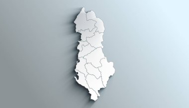 Gölgeli Bölgelerle Arnavutluk 'un Coğrafi Haritası