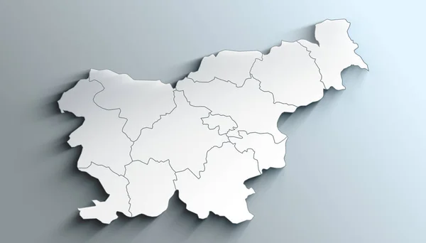 Mapa Geográfico Eslovénia Com Regiões Estatísticas Com Regiões Com Sombras — Fotografia de Stock