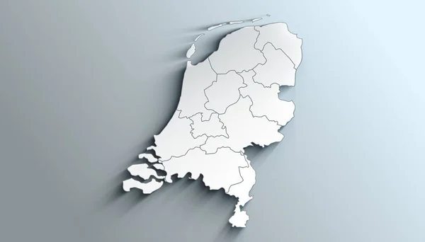 Geographische Karte Der Niederlande Mit Provinzen Mit Regionen Mit Schatten — Stockfoto