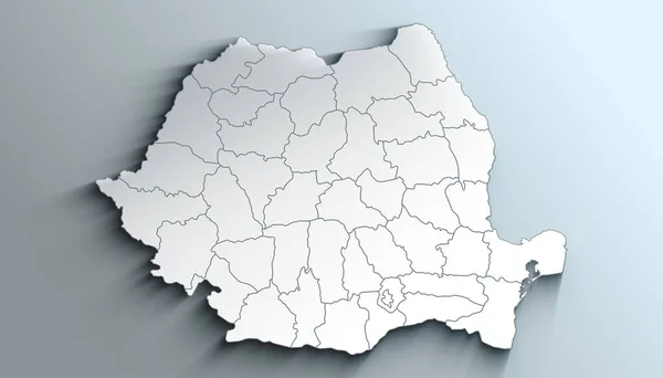 Mapa Geográfico Roménia Com Condados Com Regiões Com Sombras — Fotografia de Stock