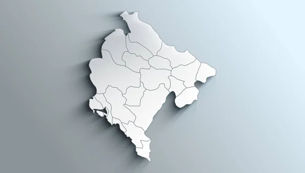 Mapa Geográfico Montenegro Com Municípios Com Regiões Com Sombras — Fotografia de Stock