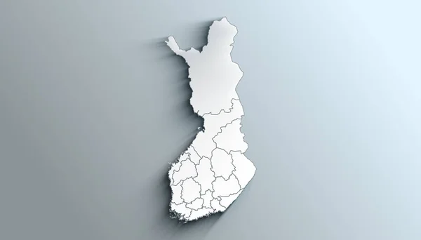 Mapa Geográfico Finlândia Com Regiões Com Regiões Com Sombras — Fotografia de Stock