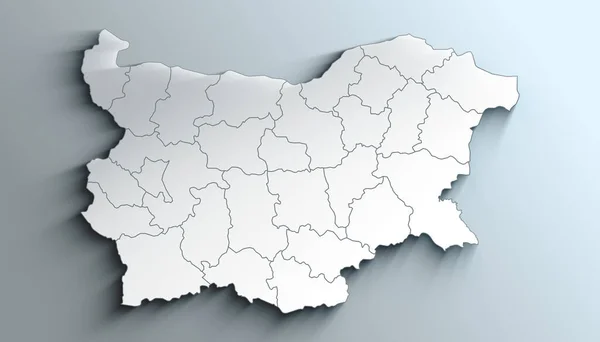 Mapa Geográfico Bulgária Com Províncias Com Regiões Com Sombras — Fotografia de Stock