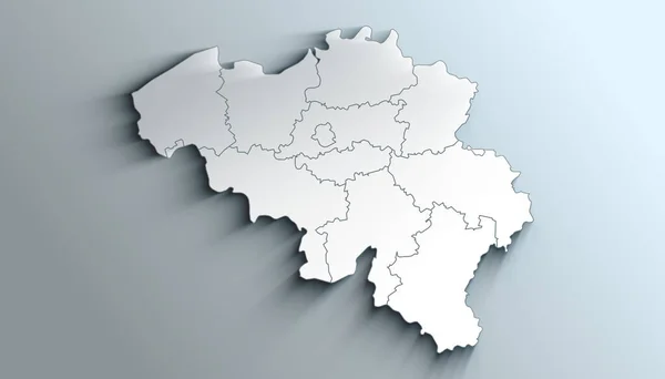 Geographical Map of Belgium with Provinces with Regions with Shadows