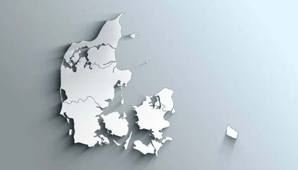 Mapa Geográfico Dinamarca Com Regiões Com Regiões Com Sombras — Fotografia de Stock
