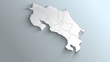 Gölgeli Bölgeli Bölgelerle Kosta Rika 'nın Coğrafi Haritası