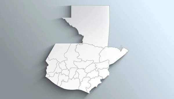 影のある地域と郡との部門とグアテマラの地理地図 — ストック写真