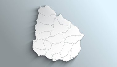 Gölgeli Uruguay 'ın Ülke Politik Coğrafi Haritası