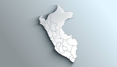 Gölgeli Bölgeli Peru Ülke Politik Coğrafi Haritası